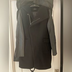 Rudsak winter fall varsity leather wool peacoat coat jacket L Large